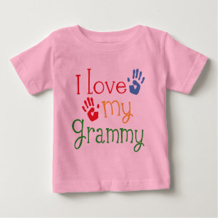 Camiseta Para Bebê Eu amo meu Grammy Handprints