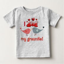 "Eu amo meu grauntie!" com lovebirds