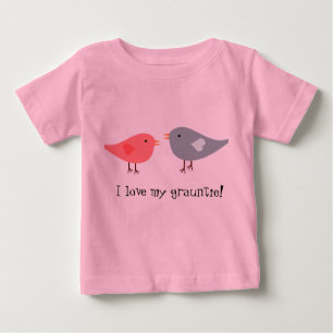 Camiseta Para Bebê "Eu amo meu grauntie!" com pássaros