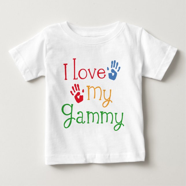 Camiseta Para Bebê Eu amo meu Handprints Gammy (Frente)