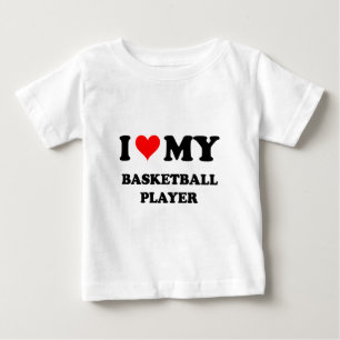 Camiseta Para Bebê Eu amo meu jogador de basquetebol