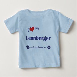 Camiseta Para Bebê Eu amo meu Leonberger (o cão fêmea)
