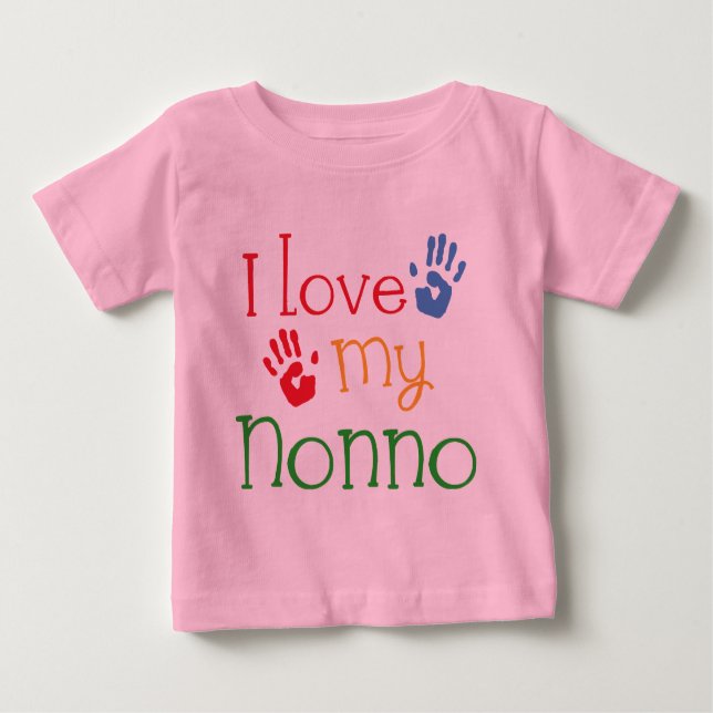 Camiseta Para Bebê Eu amo meu Nonno (Handprints) (Frente)