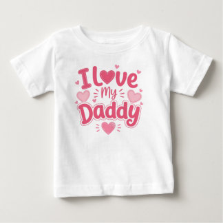 Camiseta Para Bebê Eu Amo Meu Papai Coração Rosa Tipografia Bebê Cami
