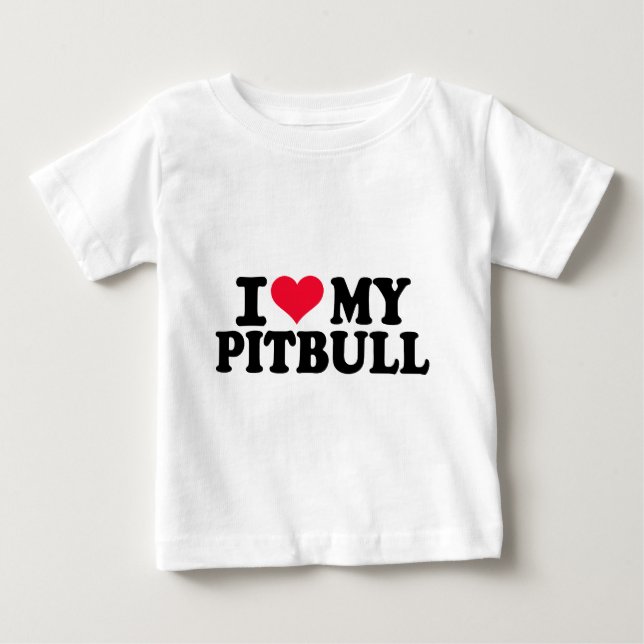 Camiseta Para Bebê Eu amo meu Pitbull (Frente)