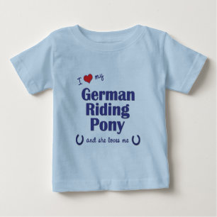 Camiseta Para Bebê Eu amo meu pônei alemão da equitação (o pônei