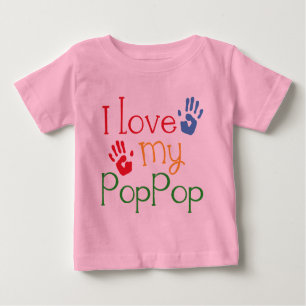 Camiseta Para Bebê Eu amo meu PopPop (Handprints)