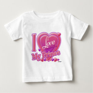 Camiseta Para Bebê Eu amo meu príncipe rosa/roxo
