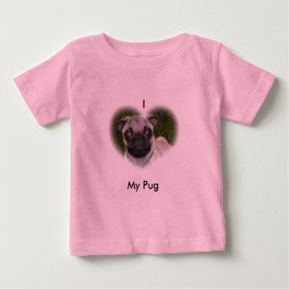 Camiseta Para Bebê Eu amo meu pug