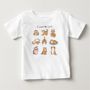 Camiseta Para Bebê Eu amo meu t-shirt da criança do gato