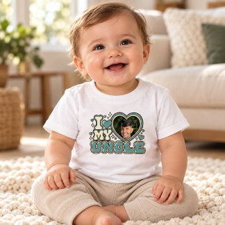 Camiseta Para Bebê Eu Amo Meu Tio Foto Personalizada