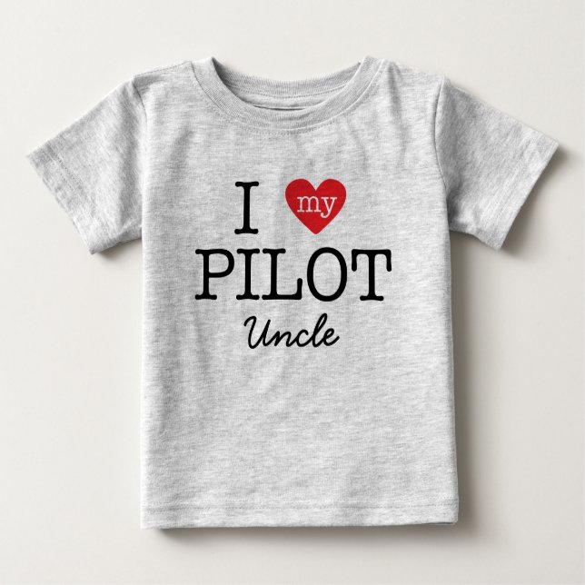 Camiseta Para Bebê Eu amo meu tio piloto (Frente)