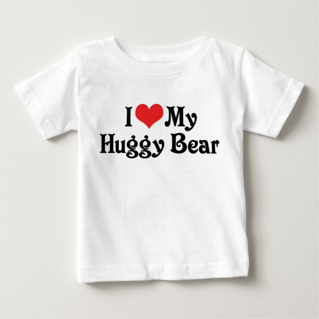 Camiseta Para Bebê Eu Amo Meu Urso de Abraço (Frente)