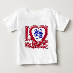 Camiseta Para Bebê Eu amo meu vovô coração vermelho - foto