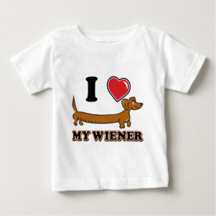 Camiseta Para Bebê Eu amo meu Weiner - Dachshund