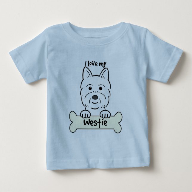 Camiseta Para Bebê Eu amo meu Westie (Frente)