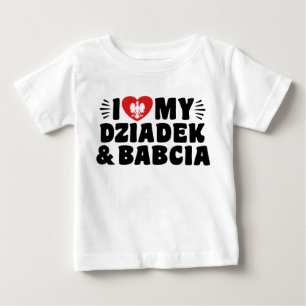 Camiseta Para Bebê Eu amo meus Babcia & Dziadek