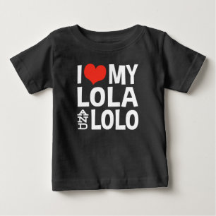 Camiseta Para Bebê Eu amo meus Lola e Lolo