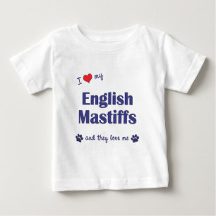 Camiseta Para Bebê Eu amo meus Mastiffs ingleses (os cães múltiplos