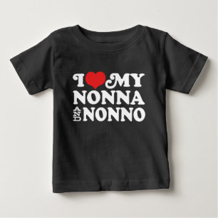 Camiseta Para Bebê Eu amo meus Nonna e Nonno