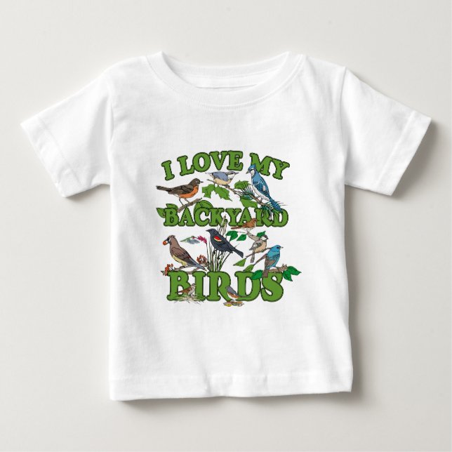 Camiseta Para Bebê Eu Amo Meus Pássaros De Quintal (Frente)