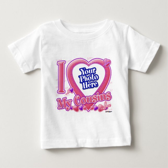 Camiseta Para Bebê Eu amo meus primos rosa/roxo - foto (Frente)
