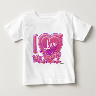 Camiseta Para Bebê Eu amo meus rosa do pai/roxo - coração
