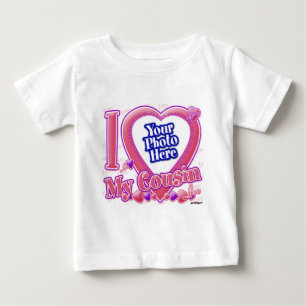 Camiseta Para Bebê Eu amo meus rosa do primo/roxo - foto