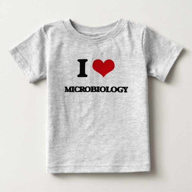 Camiseta Para Bebê Eu Amo Microbiologia (Frente)