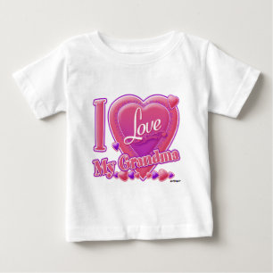 Camiseta Para Bebê Eu amo minha avó rosa/roxa - coração