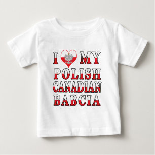 Camiseta Para Bebê Eu Amo Minha Bandeira Polonesa Canadiana Babcia