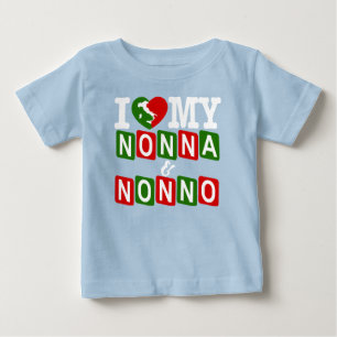 Camiseta Para Bebê Eu Amo Minha Camiseta de Bebê Nonna & Nonno