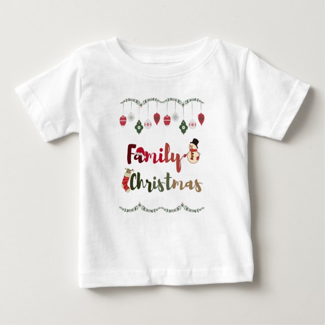 Camiseta Para Bebê Eu Amo Minha Família, Natal Feliz Natal (Frente)