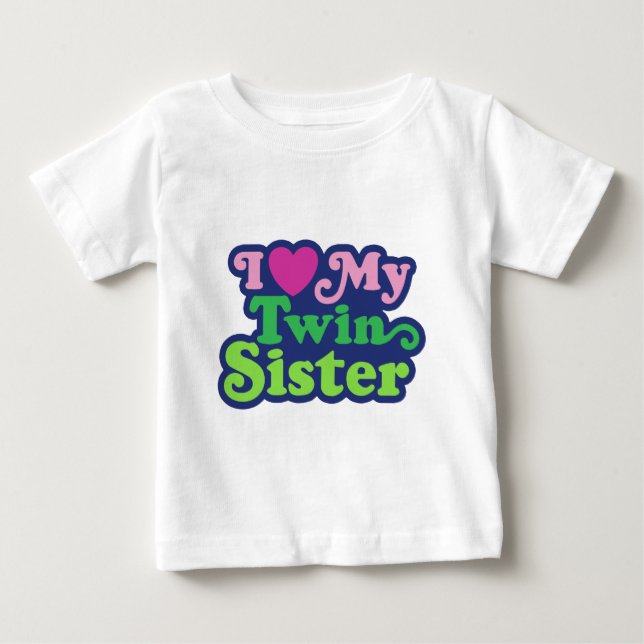 Camiseta Para Bebê Eu Amo Minha Irmã Gêmea (Frente)