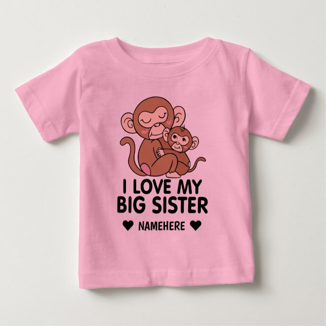Camiseta Para Bebê Eu Amo Minha Irmã Mais Velha (Frente)