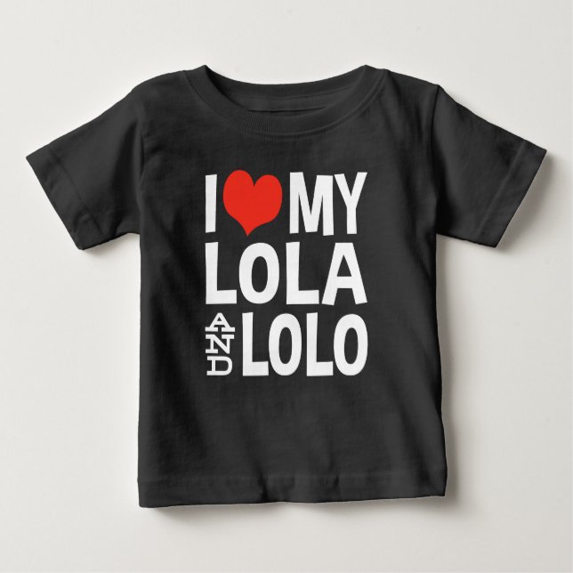 Camiseta Para Bebê Eu amo minha Lola e Lolo (Frente)