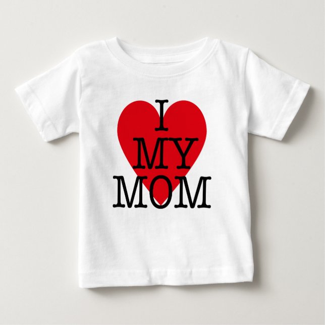 Camiseta Para Bebê eu amo minha mãe citando Dia de as mães vermelho (Frente)