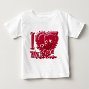 Camiseta Para Bebê Eu amo minha mãe vermelha