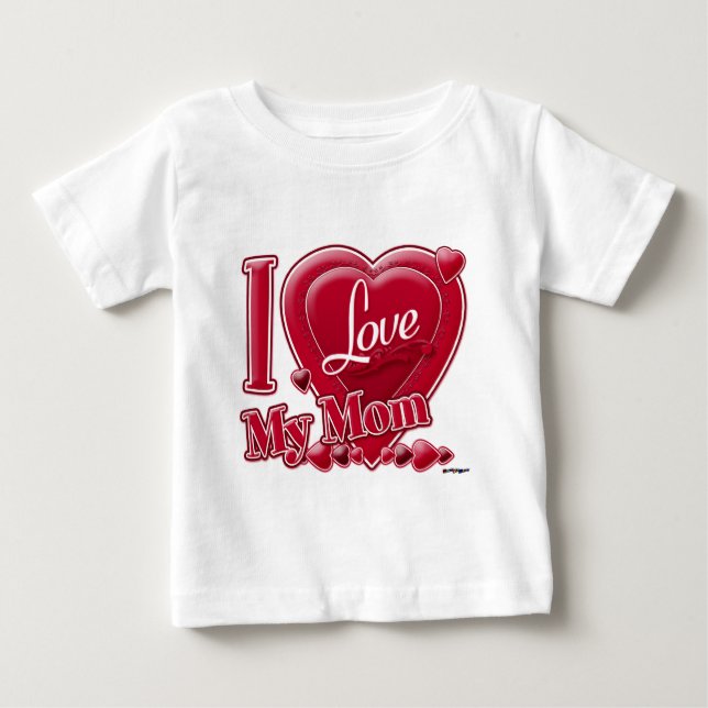 Camiseta Para Bebê Eu amo minha mãe vermelha (Frente)