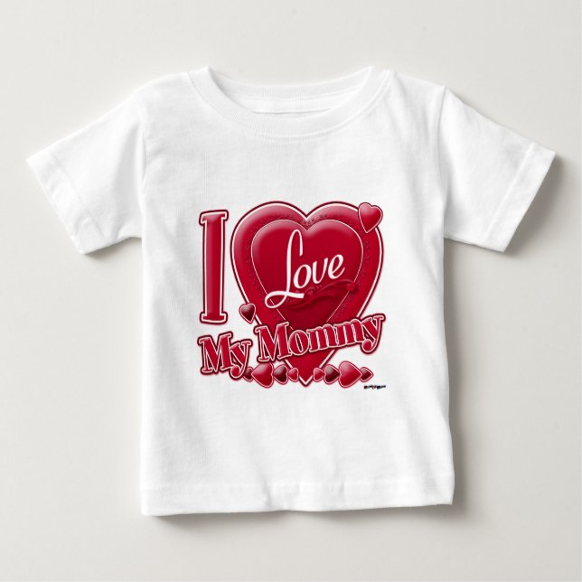 Camiseta Para Bebê Eu amo minha Mamãe - coração (Frente)