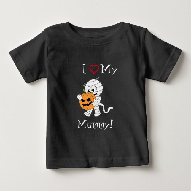 Camiseta Para Bebê Eu Amo Minha Mamãe Feliz Dia das Bruxas Menino Fof (Frente)