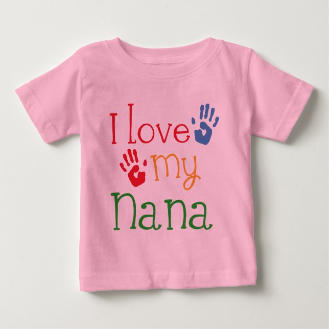 Camiseta Para Bebê Eu amo minha Nana Handprints (Frente)