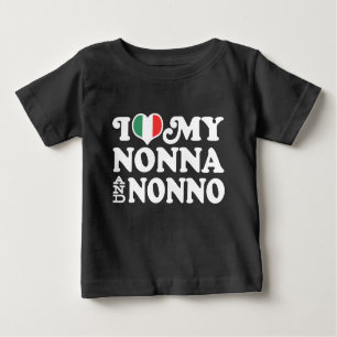 Camiseta Para Bebê Eu amo minha Nonna e Nonno
