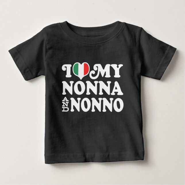 Camiseta Para Bebê Eu amo minha Nonna e Nonno (Frente)