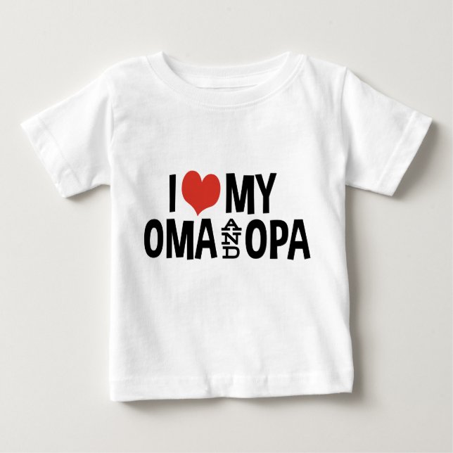 Camiseta Para Bebê Eu Amo Minha Oma E Opa (Frente)