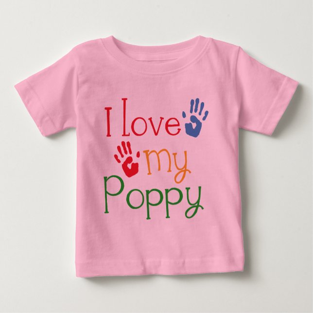 Camiseta Para Bebê Eu amo minha papoila (Handprints) (Frente)