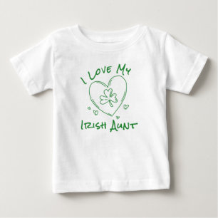 Camiseta Para Bebê Eu Amo Minha Tia Irlandesa Coração de Trevo Fofo