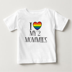 Camiseta Para Bebê Eu amo minhas 2 MAMÃS