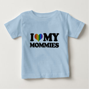 Camiseta Para Bebê Eu amo minhas mamãs