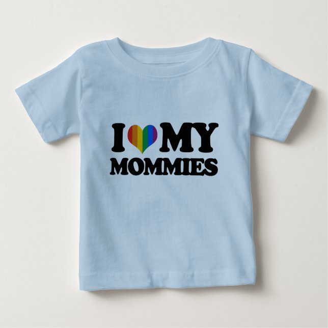 Camiseta Para Bebê Eu amo minhas mamãs (Frente)